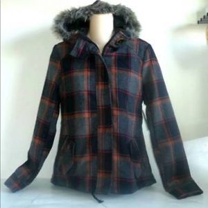 ❌SOLD❌ Plaid Faux fur hooded coat